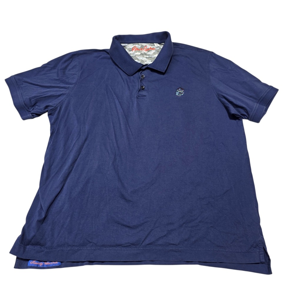 Robert Graham Polo Shirt Mens 2XL Blue Supima Cotton Short Sleeve Classic Fit